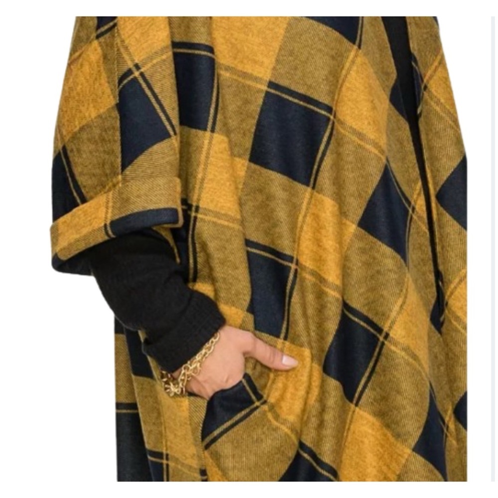 COIN 1804 NWT Plaid Roll Sleeve Pocket Kimono Size Small-XL - Picture 5 of 8